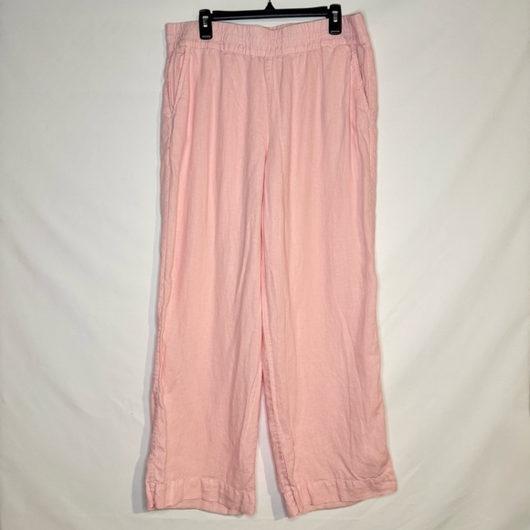 Tommy Bahama Pants - Tommy Bahama Women’s 100% Linen Wide Leg High Waisted Pink Pull On Pants Size L